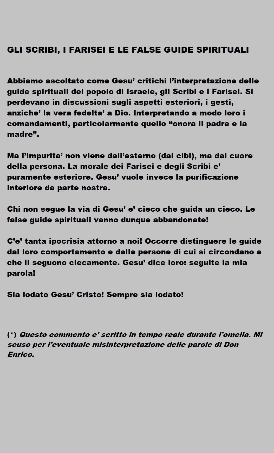 GLI SCRIBI, I FARISEI E LE FALSE GUIDE SPIRITUALI Revelation Virgo